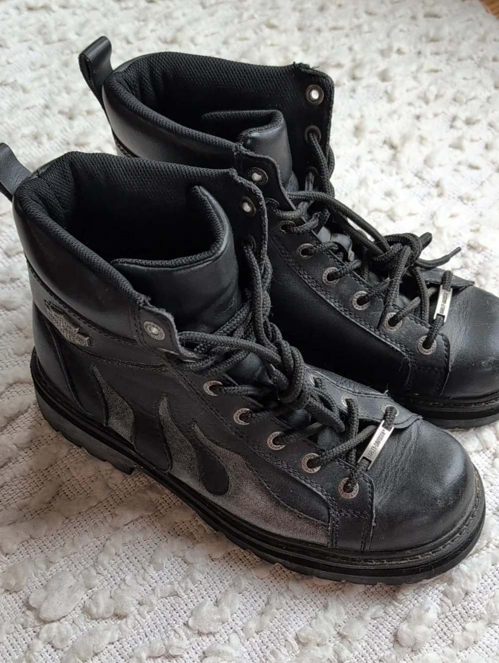 Harley Davidson Men's Flame 94096 Riding Biker Motorcycle Boots 9.5
